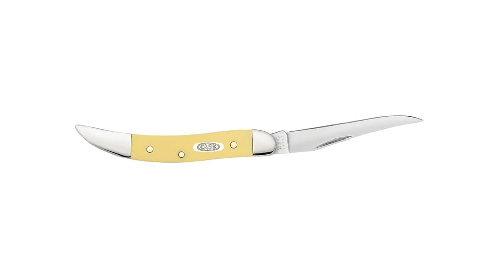 Case Small Texas Toothpick Folding Knife, 3 in, Tru-Sharp Surgical Steel, Yellow Synthetic Handle, 81095