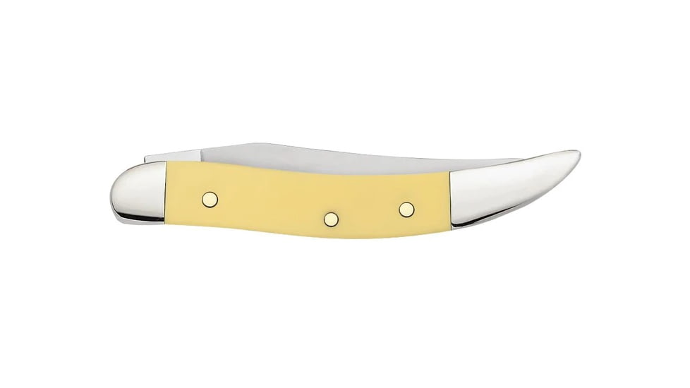 Case Small Texas Toothpick Folding Knife, 3 in, Tru-Sharp Surgical Steel, Yellow Synthetic Handle, 81095