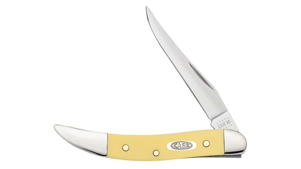 Case Small Texas Toothpick Folding Knife, 3 in, Tru-Sharp Surgical Steel, Yellow Synthetic Handle, 81095