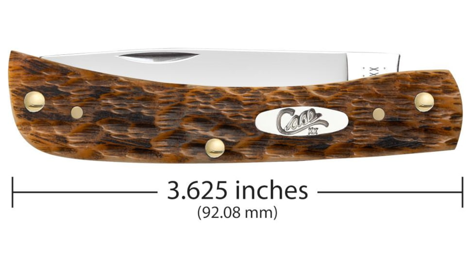 Case Sod Buster Jr Folding Knife, 3.63 in, Chrome Vanadium Steel, Amber Bone Peach Seed Jig Handle, 30092