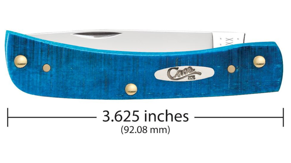 Case Sod Buster Jr Folding Knife, 3.63 in, Tru-Sharp Surgical Steel, Caribbean Blue Bone Sawcut Jig Handle, 25590