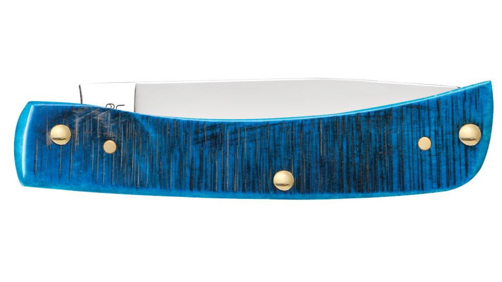 Case Sod Buster Jr Folding Knife, 3.63 in, Tru-Sharp Surgical Steel, Caribbean Blue Bone Sawcut Jig Handle, 25590