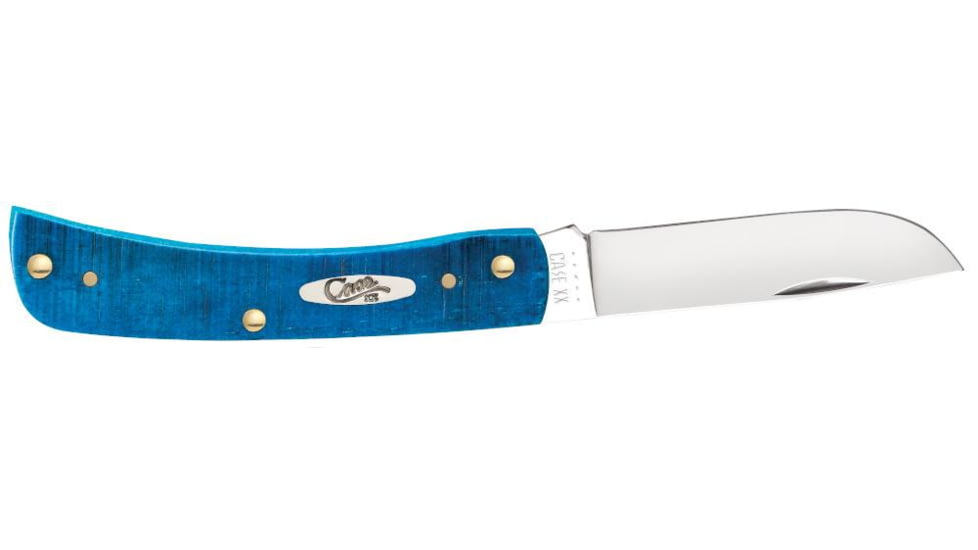 Case Sod Buster Jr Folding Knife, 3.63 in, Tru-Sharp Surgical Steel, Caribbean Blue Bone Sawcut Jig Handle, 25590
