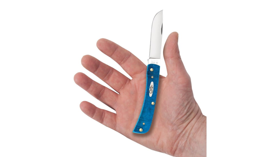 Case Sod Buster Jr Folding Knife, 3.63 in, Tru-Sharp Surgical Steel, Caribbean Blue Bone Sawcut Jig Handle, 25590