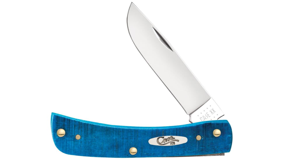 Case Sod Buster Jr Folding Knife, 3.63 in, Tru-Sharp Surgical Steel, Caribbean Blue Bone Sawcut Jig Handle, 25590