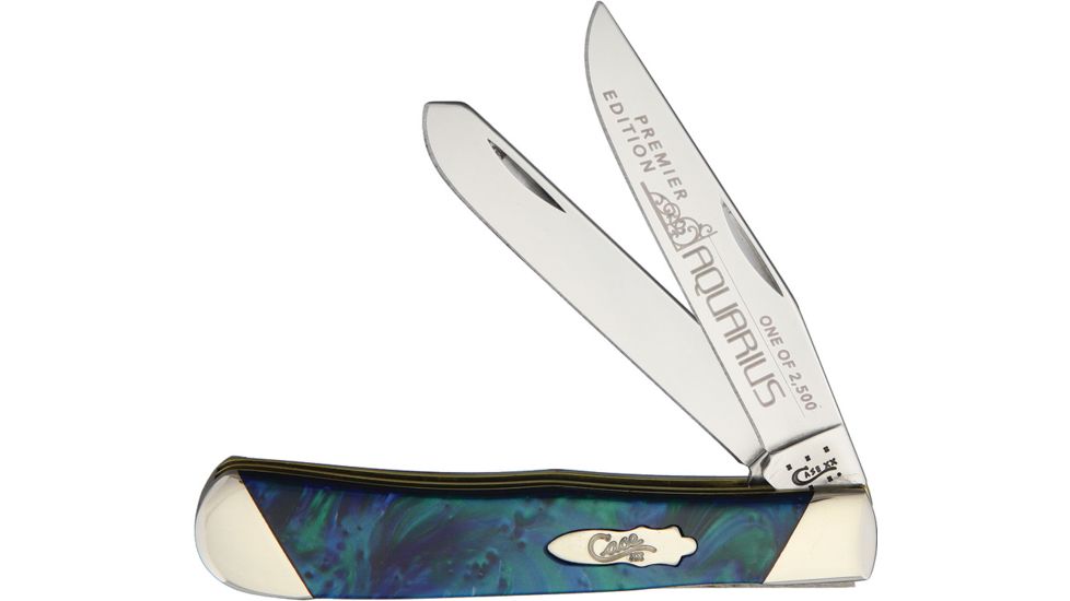 Case Trapper Aquarius Folding Knife,Stainless Steel,Clip and Spey,Aquarius,Corelon Handle CAS9254AQ