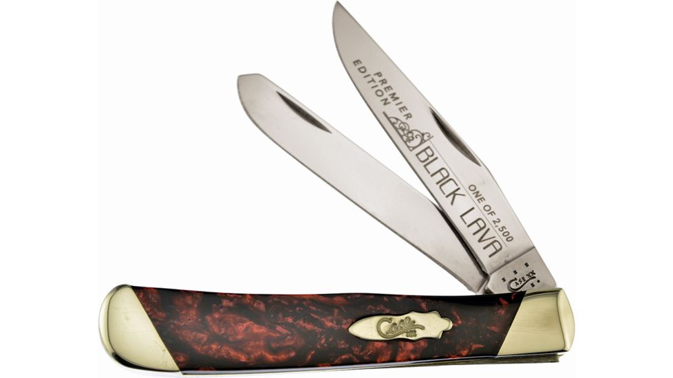 Case Trapper Black Lava Folding Knife,Stainless Steel,Clip and Spey,Black Lava,Corelon Handle CAS9254BKL