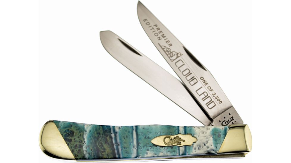 Case Trapper Cloud Land Folding Knife,Stainless Steel,Clip and Spey,Cloud Land,Corelon Handle CAS9254CL