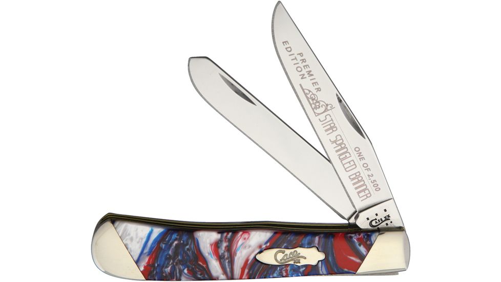 Case Trapper Star Spangled Banner Folding Knife,Stainless Steel,Clip and Spey,Star Spangled,Corelon Handle CAS9254STAR