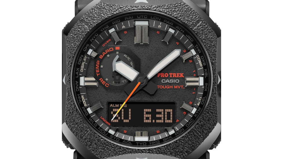 Casio PRO TREK Climber Line Triple-Sensor Atomic-Solar Watch - Mens, Gray, PRW6900BF-1