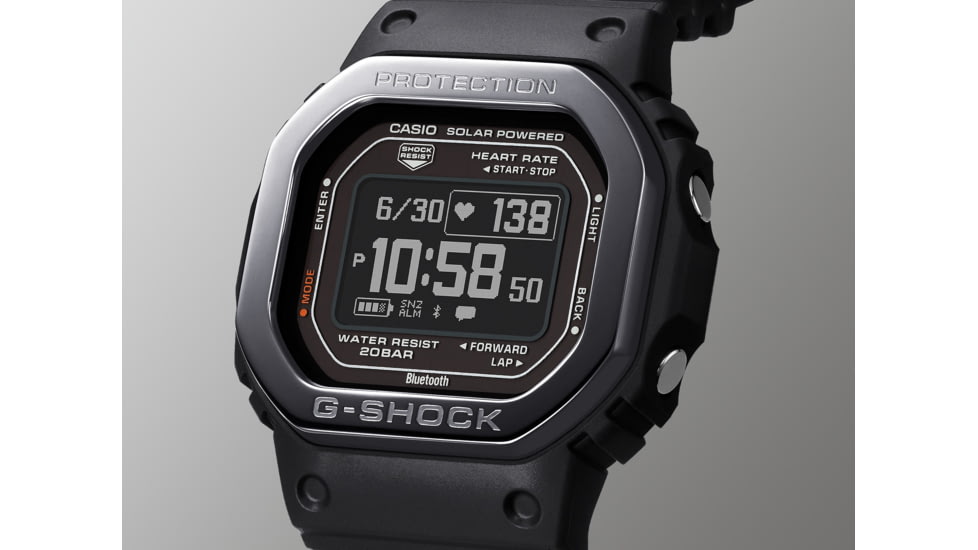 Casio Tactical G-Shock Solar-Powered Move Series Watch w/Heart Rate and Smartphone Link Connectivity - Mens, Black, One Size, DW-H5600MB-1CR