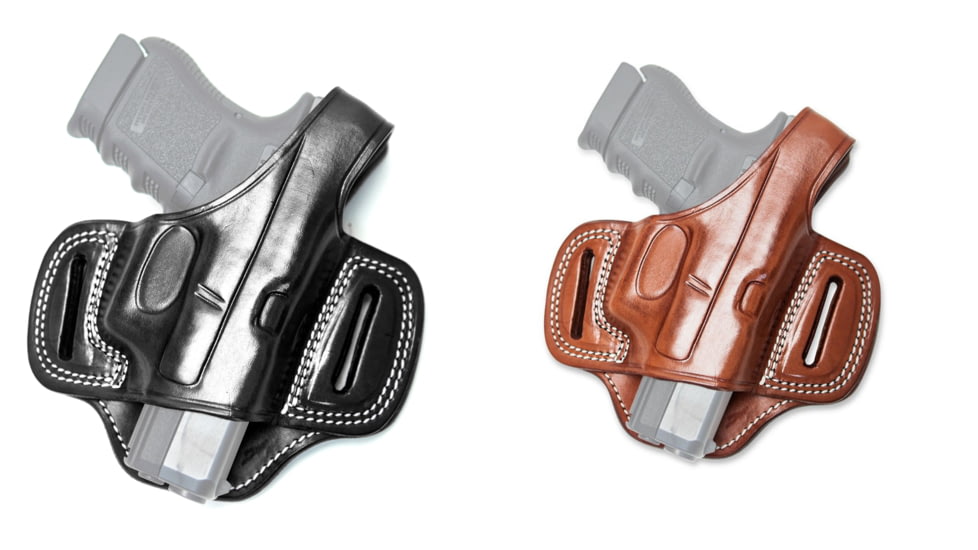 Cebeci Arms Open-Muzzle Leather Pancake Belt Holster - Glock, Black, Tan
