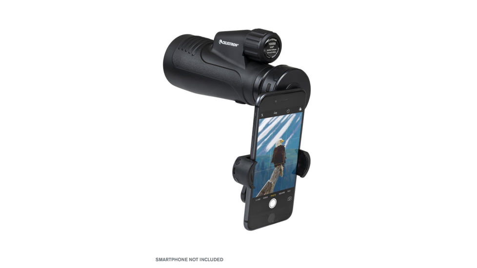 Celestron Outland X 10x50 Monocular w/ Smartphone Adapter, 16.8 mm, Bak-4, Multicoated, Black, 72370