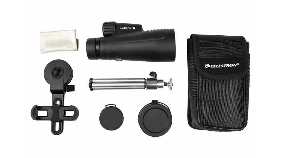Celestron Outland X 20x50 Monocular w/ Tripod &amp; Smartphone Adapter, 11 mm, Bak-4, Multicoated, Black, 72372