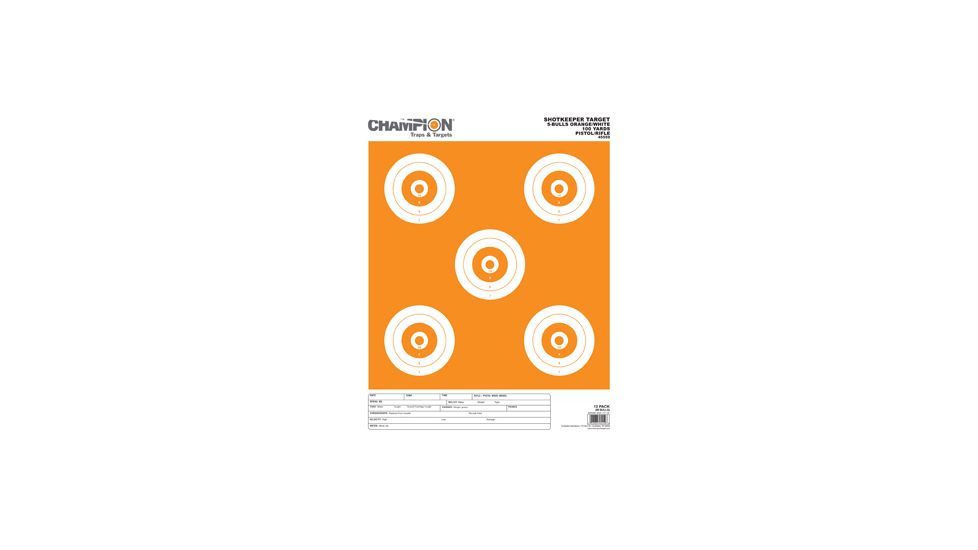 Champion Traps and Targets White/orange 5-bull Large (12pk)