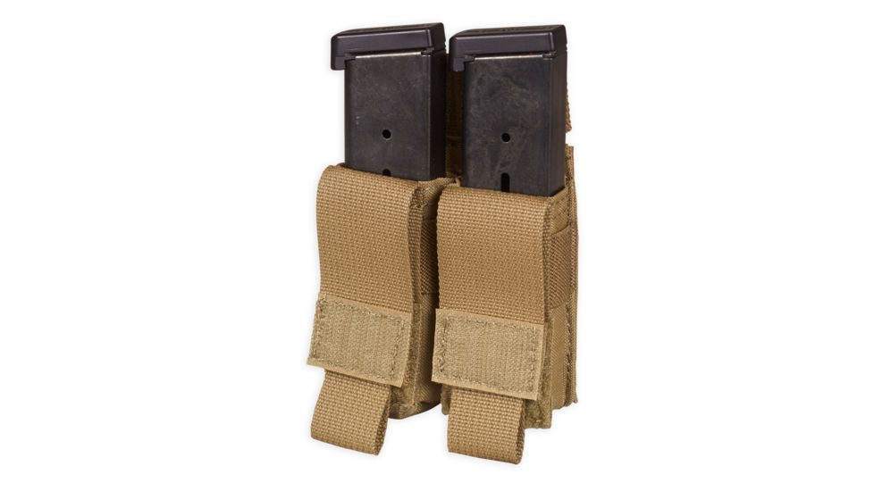 Chase Tactical Double Pistol Mag Pouch, Coyote Tan, One Size, NSN NONE, CT-20PMP2-CT