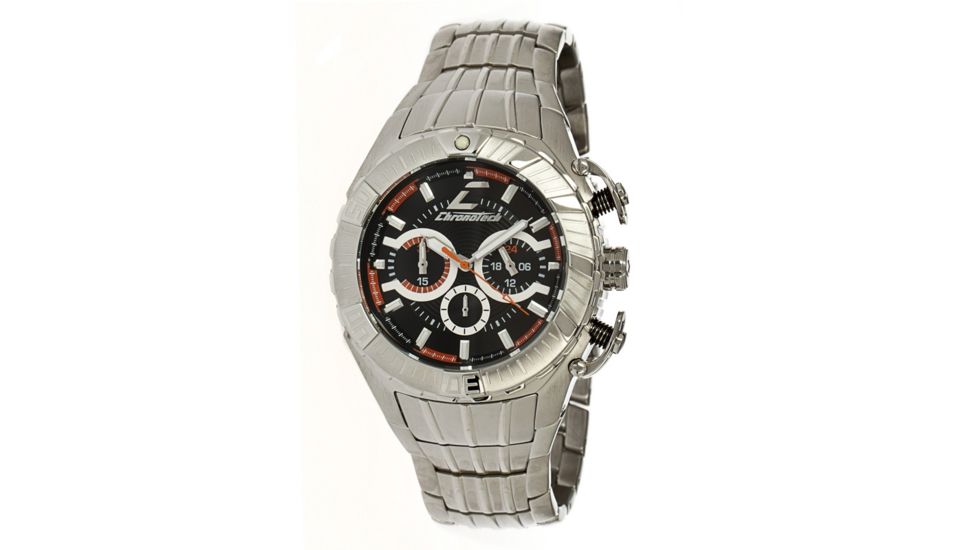 Chronotech Active 7112  Watch - Stainless Steel Band, Black Face Ct.7112m/02m