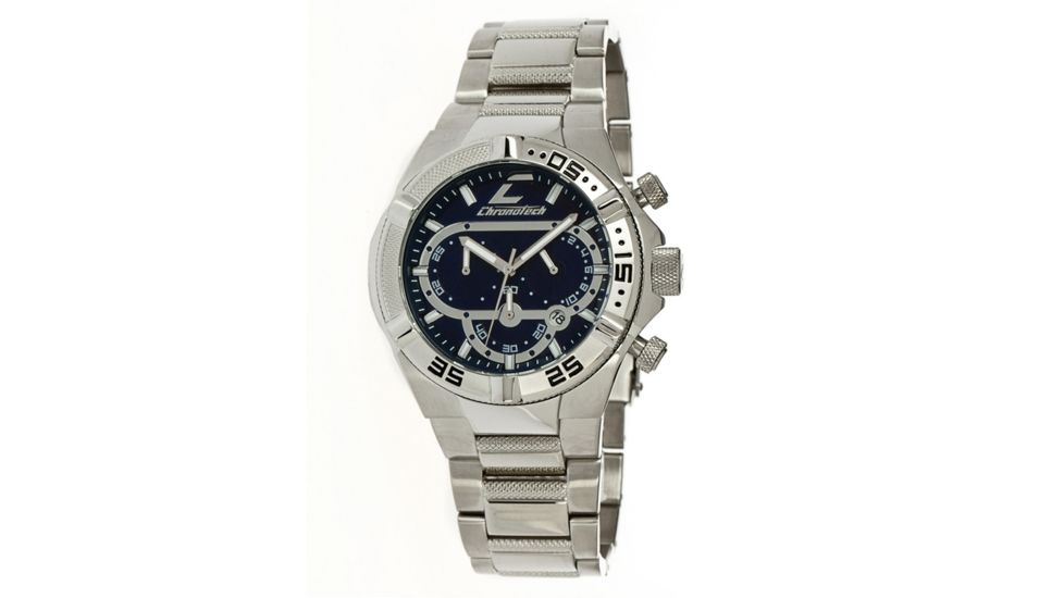 Chronotech Active Metal Gear 7141  Watch - Stainless Steel Band, Black Face Ct.7141m/02m