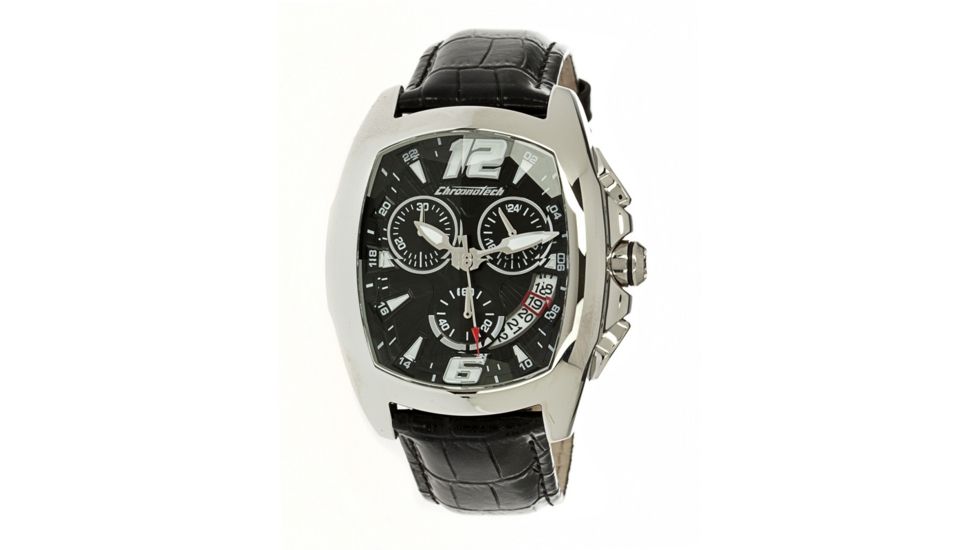 Chronotech Stone Cut  Watch - Black Band, Silver/Black Face Ct.7138m/02