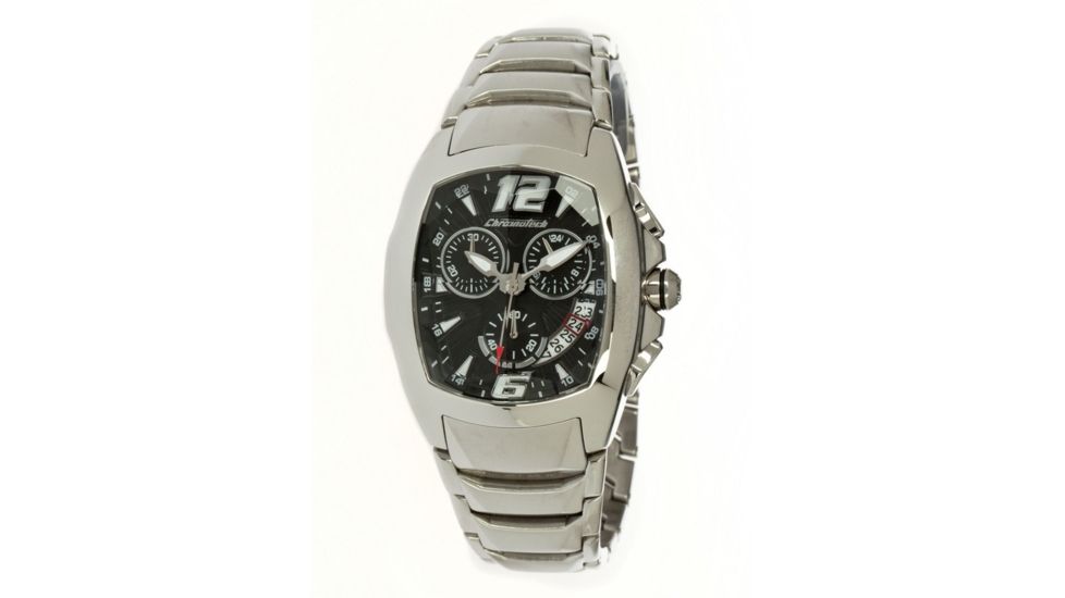 Chronotech Stone Cut  Watch - Silver Band, Black Face Ct.7138m/02m