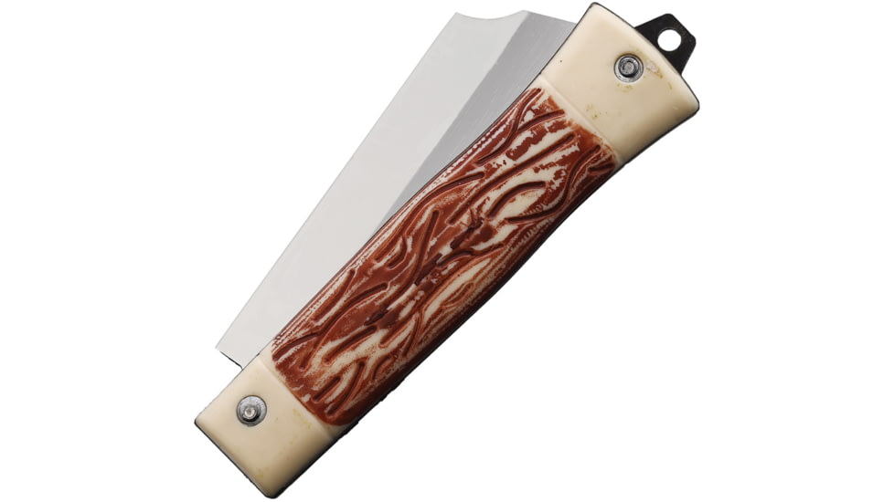CIMO Folding Knife, 4.13in Closed, 3in Mirror SS Blade, Brown Imitation Stag Handle, 55/3 CARB