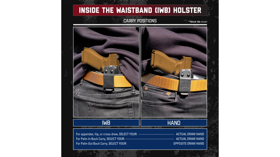 Clip &amp; Carry IWB Kydex Holster for the Smith &amp; Wesson M&amp;P Shield 45 / Shield 45 M2.0, Black, Right-Handed, SWSHLD45-BLK-R