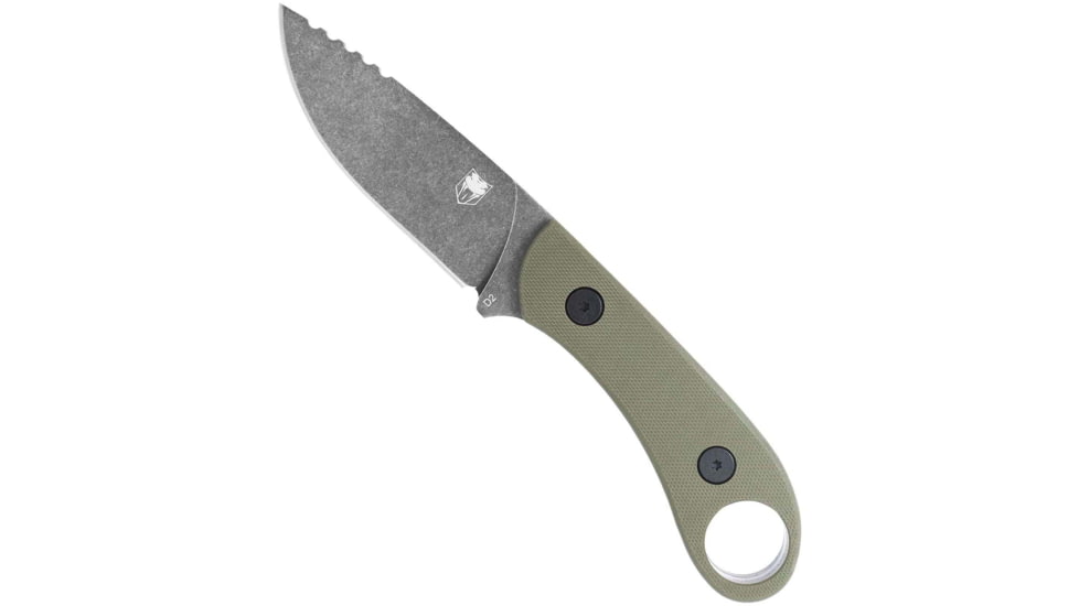 CobraTec Knives D2 Skinner Gen II 3.75in Fixed Blade Knife, Stonewashed D2 Blade, OD Green Handle, SD2DNSODGGEN2