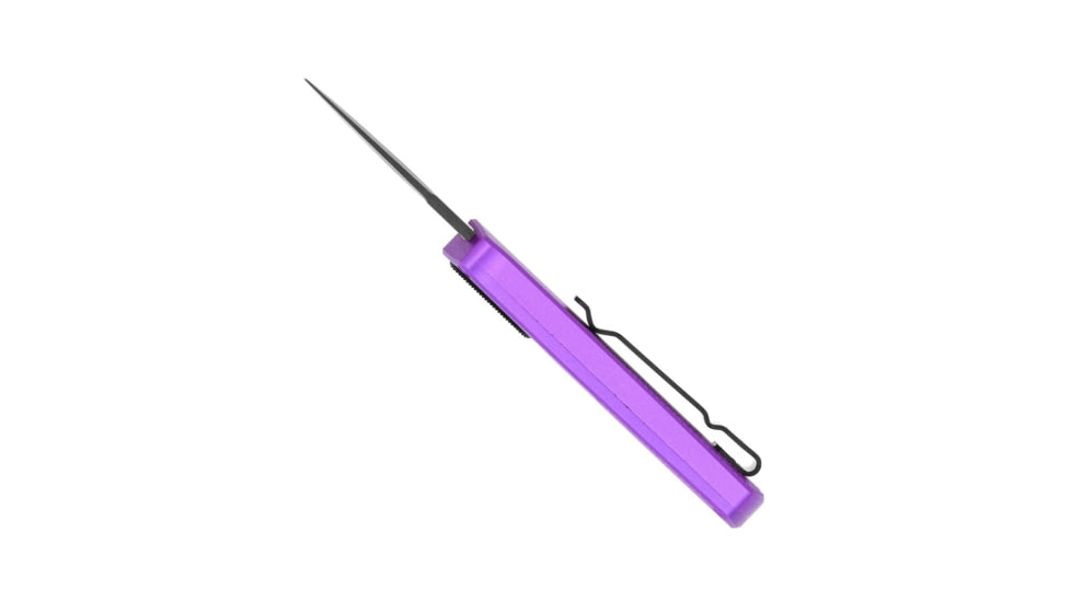 CobraTec Knives California 952 OTF Knife, 1.75in, Stonewashed D2 Steel, Non-Serrated Dagger Blade, Purple Handle, 952PURDAGNS