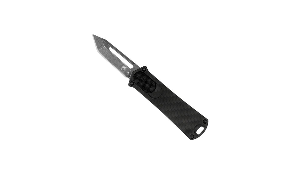 CobraTec Knives California 952 OTF Knife, 1.75in, Stonewashed D2 Steel, CBACALI952BLKCFTNS