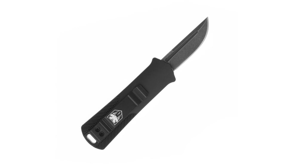 CobraTec Knives California 952 OTF Knife, 1.75in, Stonewashed D2 Steel, Non-Serrated Drop Blade, Carbon Fiber Handle, CALI952BLKCFDNS