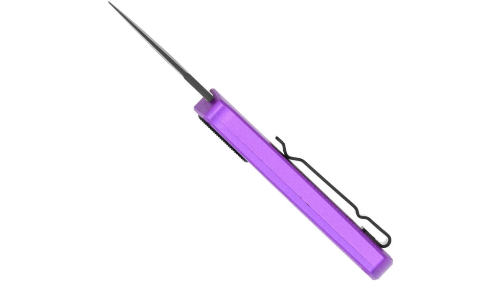 CobraTec Knives California 952 OTF Knife, 1.75in, Stonewashed D2 Steel, Non-Serrated Drop Blade, Purple Handle, CALI952PURDNS