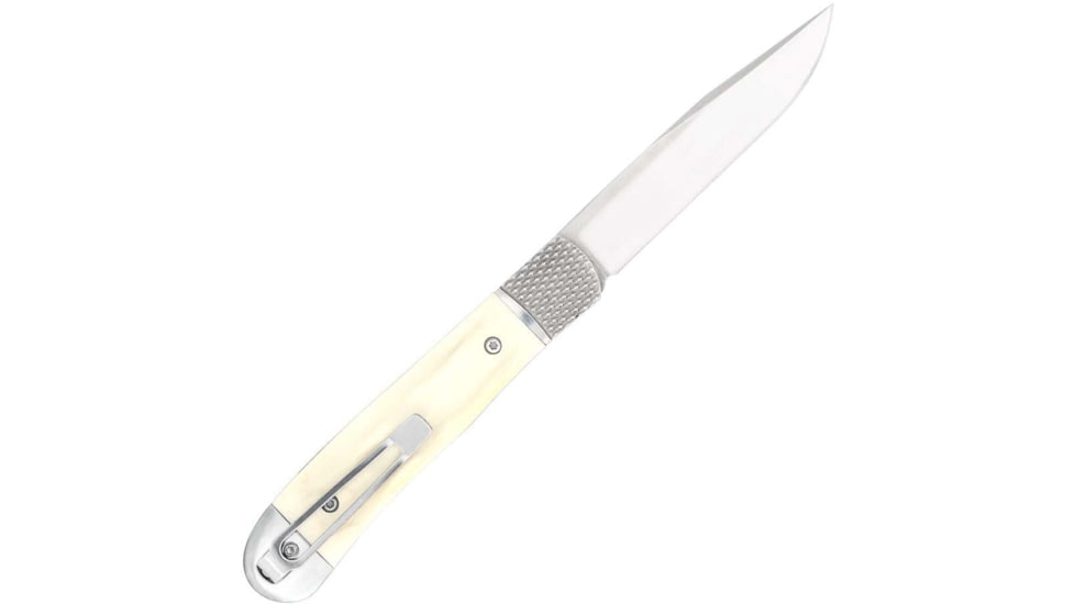 CobraTec Knives Trapper Hidden Release Folding Knive, 3.125in, Satin D2, White Handle, CTTHRWT