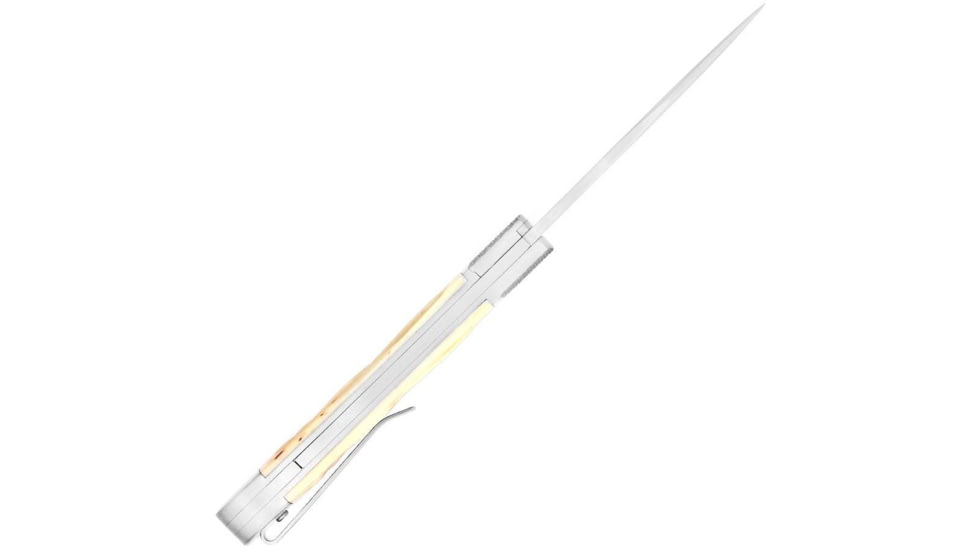 CobraTec Knives Trapper Hidden Release Folding Knive, 3.125in, Satin D2, White Handle, CTTHRWT