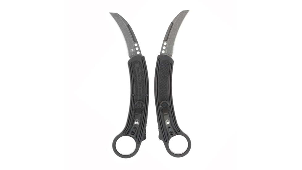 CobraTec Knives Karambit OTF Knife, 2.75in, D2 Stonewash Steel, Left Hand, Black Handle, CTBK-LH