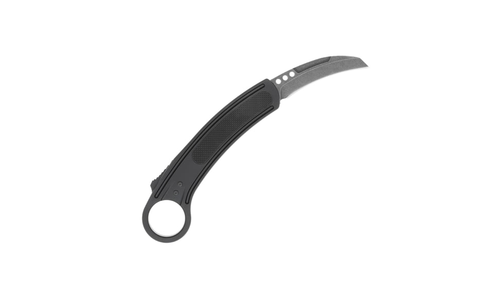 CobraTec Knives Karambit OTF Knife, 2.75in, D2 Stonewash Steel, Right Hand, Black Handle, CTBK-RH