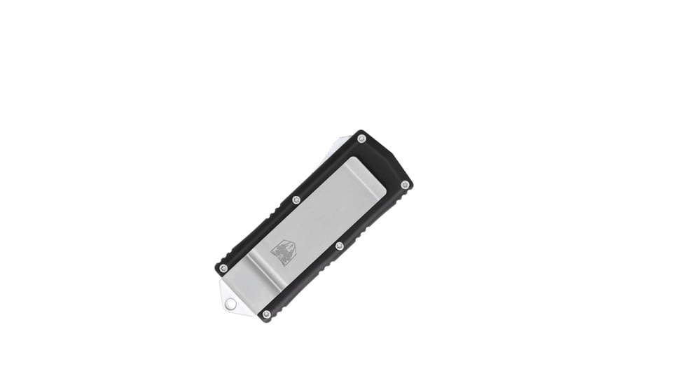 CobraTec Knives Money Clip OTF Knife, 1.75in, D2 Steel, Drop Non-Serrated, Black Handle, BLKOTFMCDNS