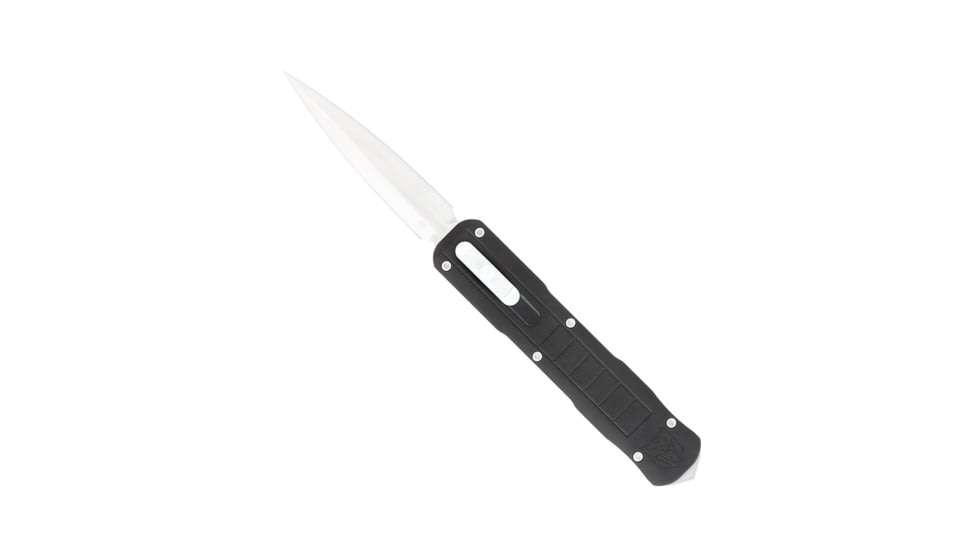 CobraTec Knives Raptor OTF Knife, 3.13in, D2 Steel, Dagger Non-Serrated, Black Handle, CTRPTBLKDAGNS