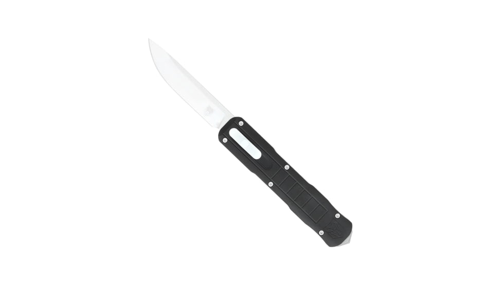 CobraTec Knives Raptor OTF Knife, 3.13in, D2 Steel, Drop Non-Serrated, Black Handle, CTRPTBLKDNS