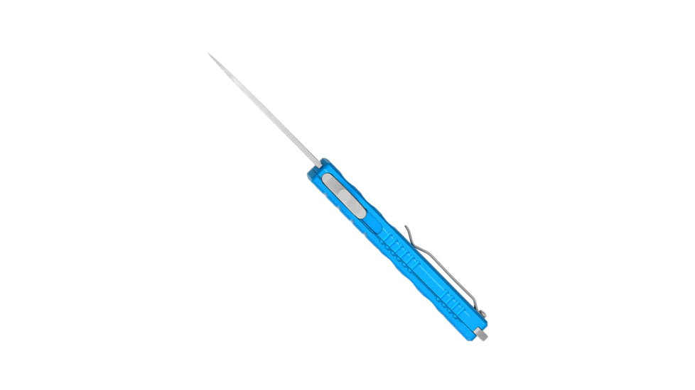 CobraTec Knives Small Enforcer OTF Knife, 2.25in, M390 Drop Non-Serrated, Blue Handle, SCTEBLUM390DNS