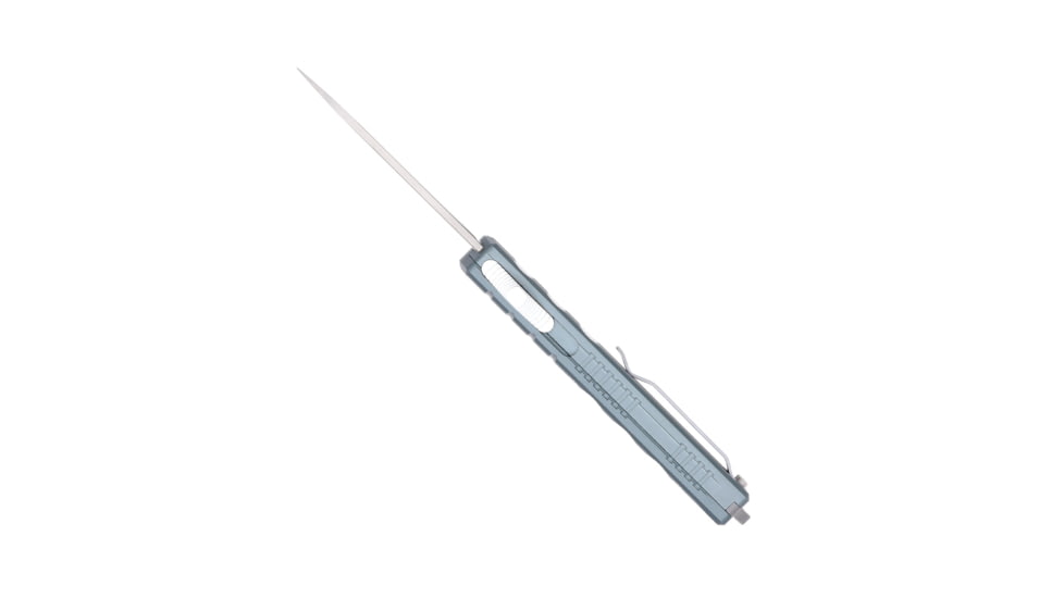 CobraTec Knives Small Enforcer OTF Knife, 2.25in, M390 Drop Non-Serrated, Grey Handle, SCTEGRYM390DNS