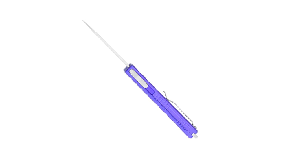 CobraTec Knives Small Enforcer OTF Knife, 2.25in, M390 Drop Non-Serrated, Purple Handle, SCTEPURM390DNS