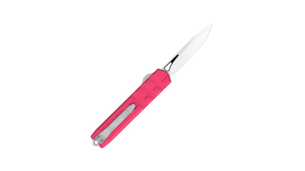 CobraTec Knives Small Enforcer OTF Knife, 2.25in, M390 Drop Non-Serrated, Red Handle, SCTERDM390DNS