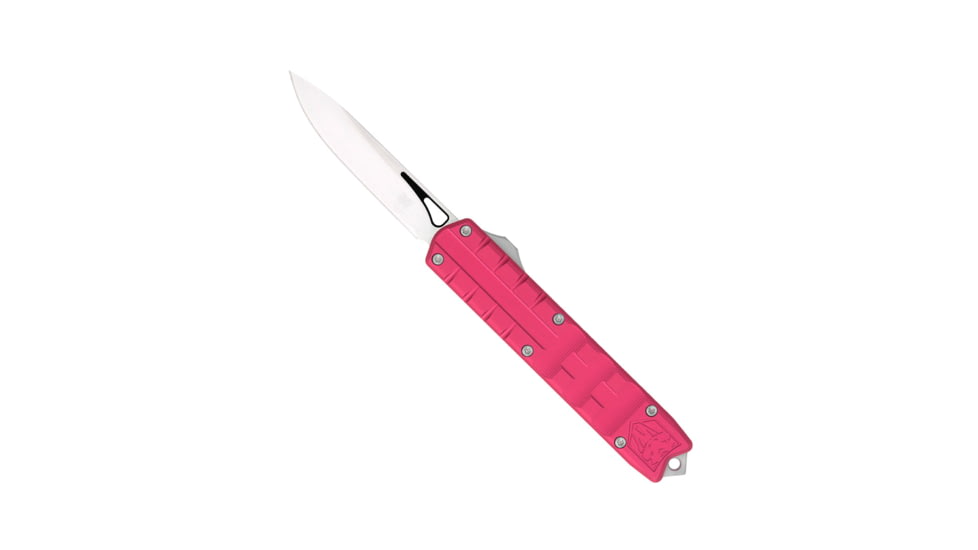 CobraTec Knives Small Enforcer OTF Knife, 2.25in, M390 Drop Non-Serrated, Red Handle, SCTERDM390DNS