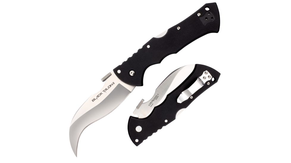 Cold Steel Black Talon Folder Plain Edge Folding Knife, 4in, Carpenter CTS XHP Alloy Blade, Black Long G-10 Handle, CS-22B