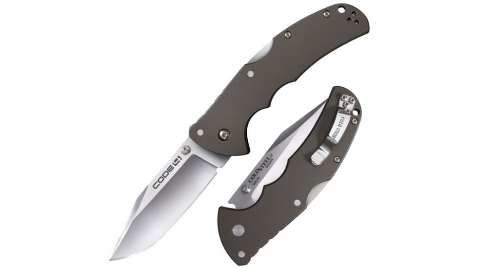 Cold Steel Code 4 Clip Point Plain Edge, 3.5in Blade Length, American S35VN Steel Knife, CS-58PC