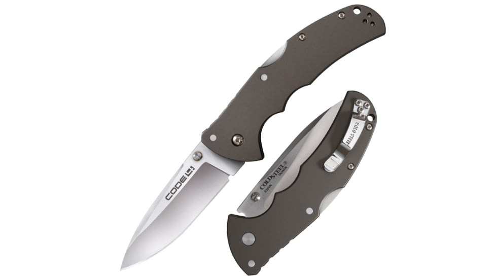 Cold Steel Code 4 Knife, 3.5in Spear Point Smooth Blade, Satin, CS-58PS