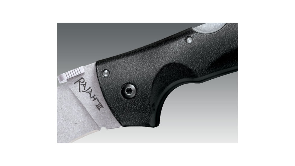 Cold Steel Rajah III Folding Knife, 3.5in Plain Carpenter CTS BD1 Alloy w/Stonewash Finish, Black Griv-Ex Handle, CS-62KGCM
