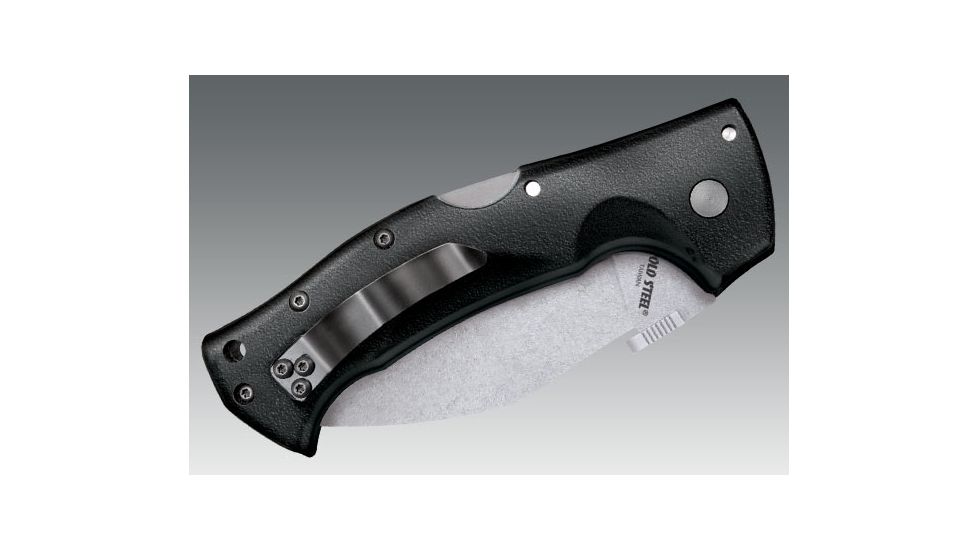 Cold Steel Rajah III Folding Knife, 3.5in Serrated Carpenter CTS BD1 Alloy w/Stonewash Finish, Black Griv-Ex Handle 62KGCMS, CS-62KGCMS