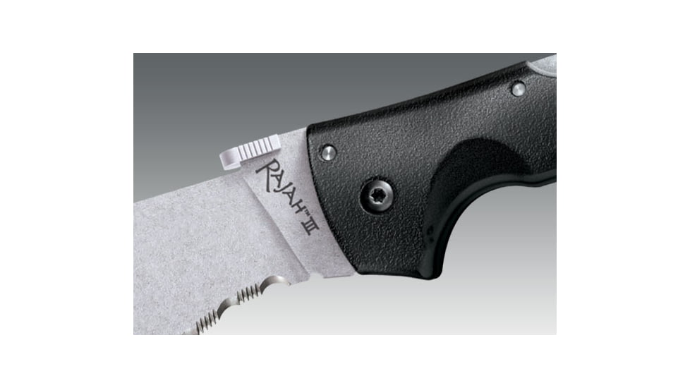 Cold Steel Rajah III Folding Knife, 3.5in Serrated Carpenter CTS BD1 Alloy w/Stonewash Finish, Black Griv-Ex Handle 62KGCMS, CS-62KGCMS