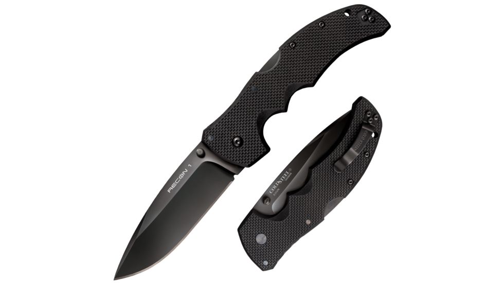 Cold Steel Recon 1 Folding Knife, 4in, Spear Point, S35VN Steel Blade, Black Long G10 Handle, CS-27BS